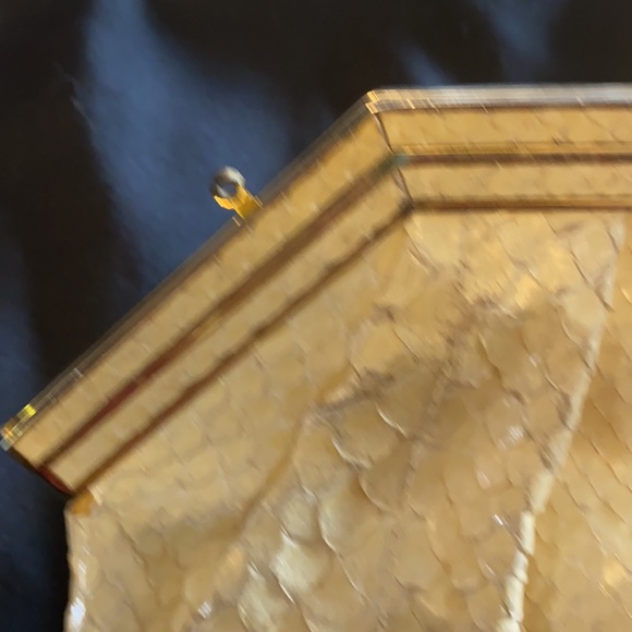 MANELLI FLORENCE Vintage snake skin clutch- pale yellow from ITALY - Picture 7 of 14